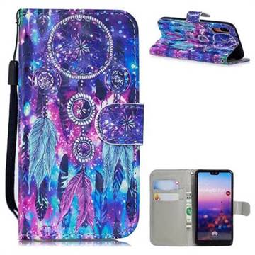 Star Wind Chimes 3D Painted Leather Wallet Phone Case for Huawei P20