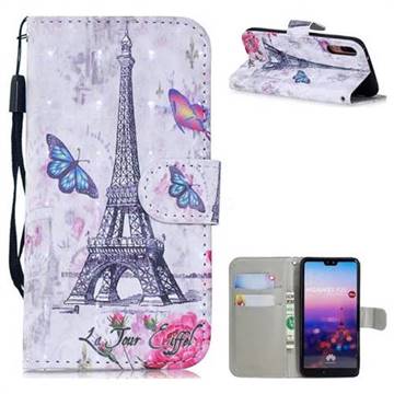 Paris Tower 3D Painted Leather Wallet Phone Case for Huawei P20