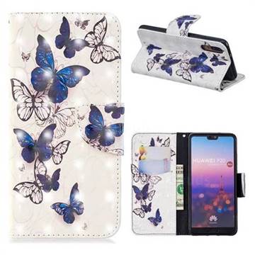 Flying Butterflies 3D Painted Leather Wallet Phone Case for Huawei P20