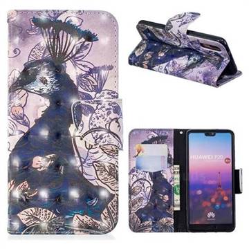 Purple Peacock 3D Painted Leather Wallet Phone Case for Huawei P20