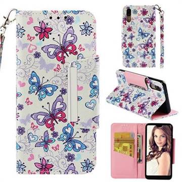 Colored Butterfly Big Metal Buckle PU Leather Wallet Phone Case for Huawei P20