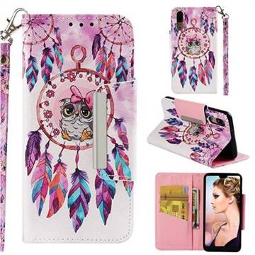 Owl Wind Chimes Big Metal Buckle PU Leather Wallet Phone Case for Huawei P20