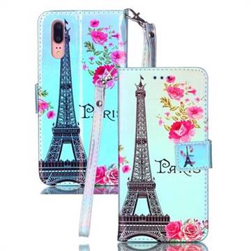 Eiffel Tower Blue Ray Light PU Leather Wallet Case for Huawei P20