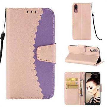 Lace Stitching Mobile Phone Case for Huawei P20 - Purple