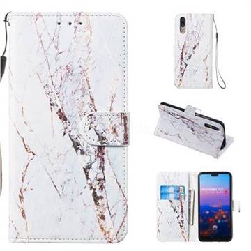 White Marble Smooth Leather Phone Wallet Case for Huawei P20