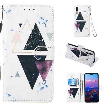 Triangle Marble Smooth Leather Phone Wallet Case for Huawei P20