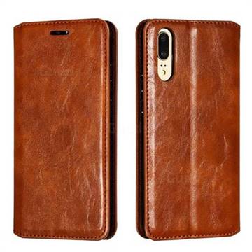 Retro Slim Magnetic Crazy Horse PU Leather Wallet Case for Huawei P20 - Brown