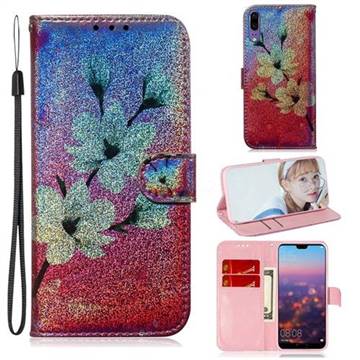Magnolia Laser Shining Leather Wallet Phone Case for Huawei P20