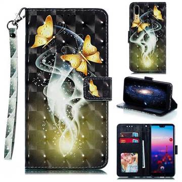Dream Butterfly 3D Painted Leather Phone Wallet Case for Huawei P20
