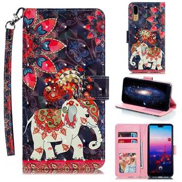 Phoenix Elephant 3D Painted Leather Phone Wallet Case for Huawei P20