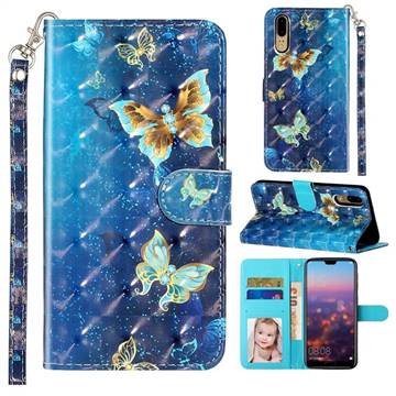 Rankine Butterfly 3D Leather Phone Holster Wallet Case for Huawei P20