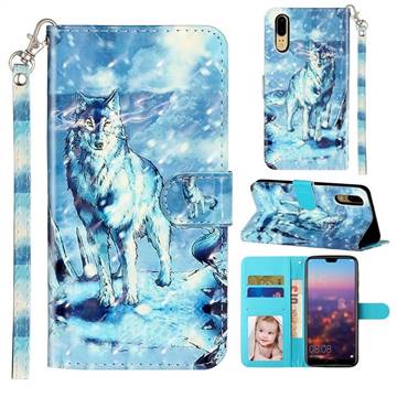 Snow Wolf 3D Leather Phone Holster Wallet Case for Huawei P20