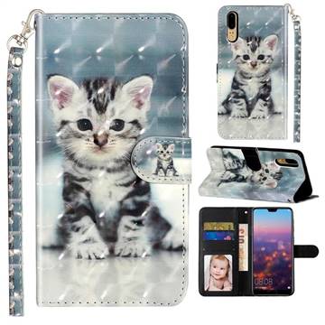 Kitten Cat 3D Leather Phone Holster Wallet Case for Huawei P20