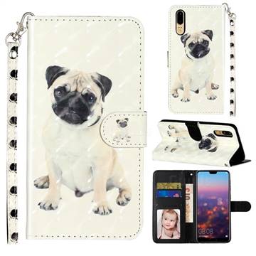 Pug Dog 3D Leather Phone Holster Wallet Case for Huawei P20