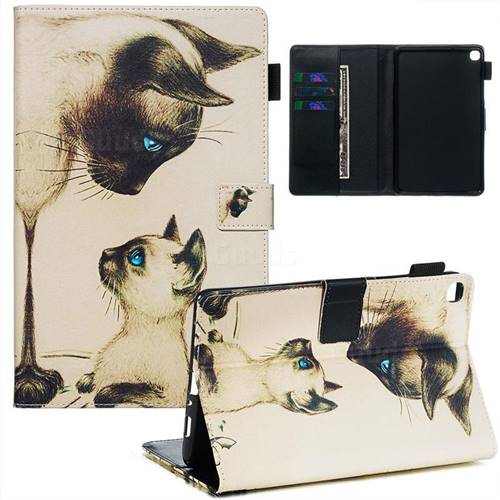 Cat Confrontation Matte Leather Wallet Tablet Case for Samsung Galaxy Tab A 8.0 2019 P200 (Tab A Plus 8)