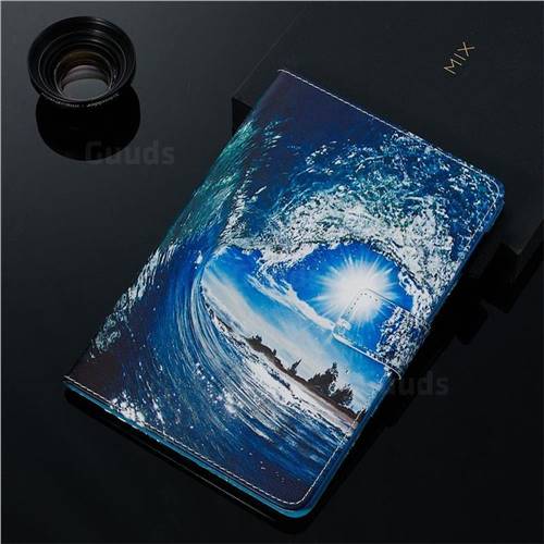 Waves and Sun Matte Leather Wallet Tablet Case for Samsung Galaxy Tab A ...