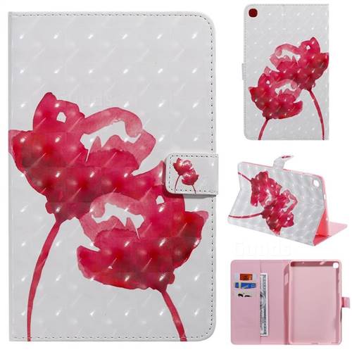 Red Rose 3D Painted Tablet Leather Wallet Case for Samsung Galaxy Tab A 8.0 2019 P200 (Tab A Plus 8)