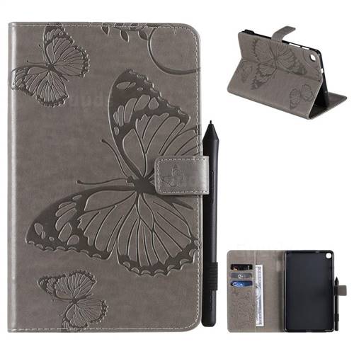 Embossing 3D Butterfly Leather Wallet Case for Samsung Galaxy Tab A 8.0 2019 P200 (Tab A Plus 8) - Gray