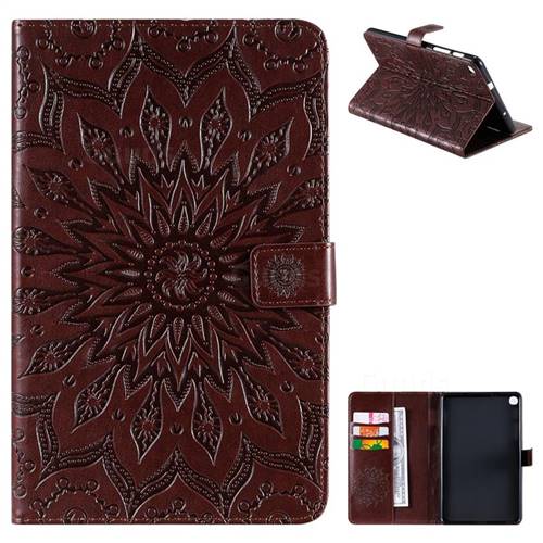 Embossing Sunflower Leather Flip Cover for Samsung Galaxy Tab A 8.0 2019 P200 (Tab A Plus 8) - Brown