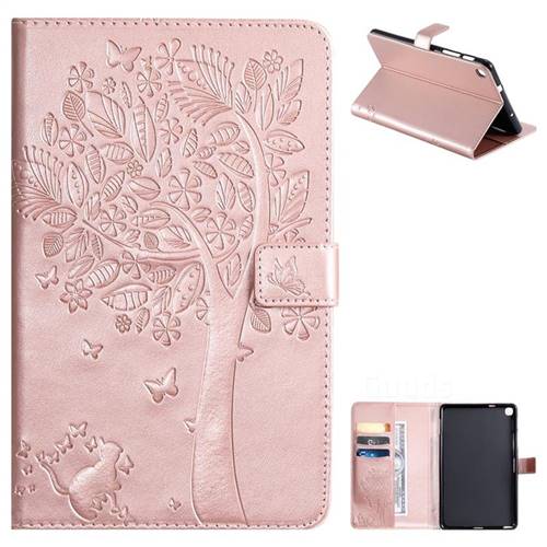 Embossing Butterfly Tree Leather Flip Cover for Samsung Galaxy Tab A 8.0 2019 P200 (Tab A Plus 8) - Rose Gold