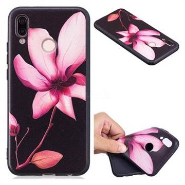 Lotus Flower 3D Embossed Relief Black Soft Back Cover for Huawei P20 Lite