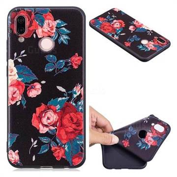 Safflower 3D Embossed Relief Black Soft Back Cover for Huawei P20 Lite