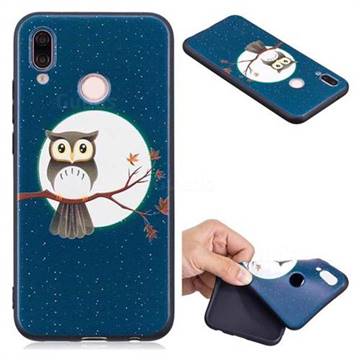 Moon and Owl 3D Embossed Relief Black Soft Back Cover for Huawei P20 Lite