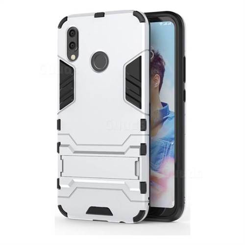Armor Premium Tactical Grip Kickstand Shockproof Dual Layer Rugged Hard Cover for Huawei P20 Lite - Silver