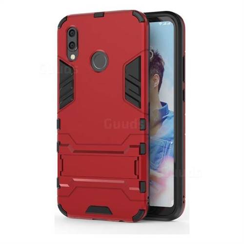 Armor Premium Tactical Grip Kickstand Shockproof Dual Layer Rugged Hard Cover for Huawei P20 Lite - Wine Red
