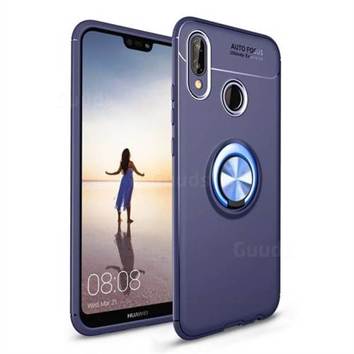 Auto Focus Invisible Ring Holder Soft Phone Case for Huawei P20 Lite - Blue