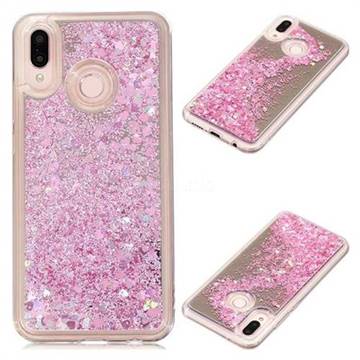 Glitter Sand Mirror Quicksand Dynamic Liquid Star TPU Case for Huawei P20 Lite - Cherry Pink