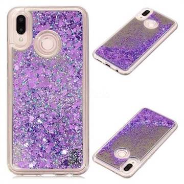Glitter Sand Mirror Quicksand Dynamic Liquid Star TPU Case for Huawei P20 Lite - Purple