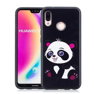 Cute Pink Panda 3D Embossed Relief Black Soft Phone Back Cover for Huawei P20 Lite