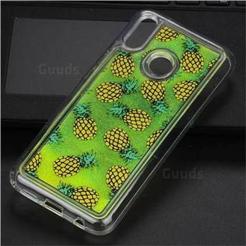 Pineapple Glassy Glitter Quicksand Dynamic Liquid Soft Phone Case for Huawei P20 Lite