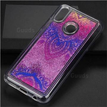 Blue and White Glassy Glitter Quicksand Dynamic Liquid Soft Phone Case for Huawei P20 Lite