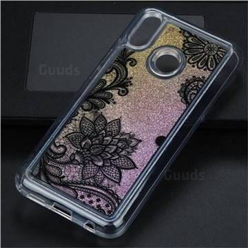 Diagonal Lace Glassy Glitter Quicksand Dynamic Liquid Soft Phone Case for Huawei P20 Lite