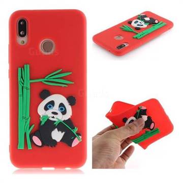 Panda Eating Bamboo Soft 3D Silicone Case for Huawei P20 Lite - Red