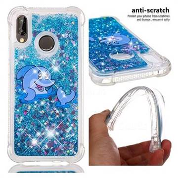 Happy Dolphin Dynamic Liquid Glitter Sand Quicksand Star TPU Case for Huawei P20 Lite