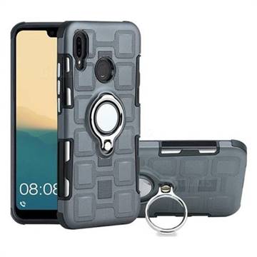 Ice Cube Shockproof PC + Silicon Invisible Ring Holder Phone Case for Huawei P20 Lite - Gray