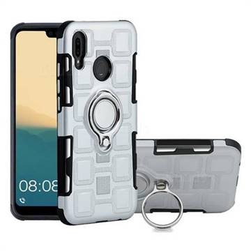 Ice Cube Shockproof PC + Silicon Invisible Ring Holder Phone Case for Huawei P20 Lite - Silver