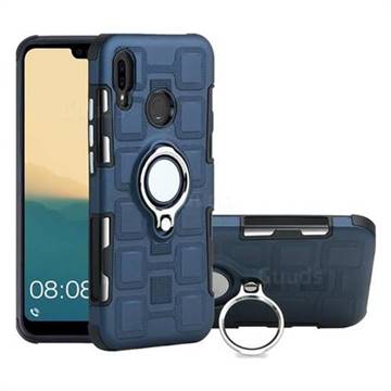 Ice Cube Shockproof PC + Silicon Invisible Ring Holder Phone Case for Huawei P20 Lite - Royal Blue