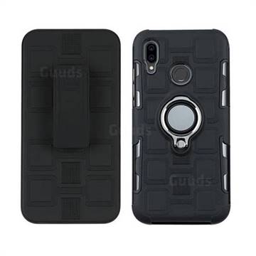3 in 1 PC + Silicone Leather Phone Case for Huawei P20 Lite - Black