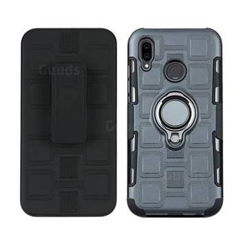 3 in 1 PC + Silicone Leather Phone Case for Huawei P20 Lite - Gray