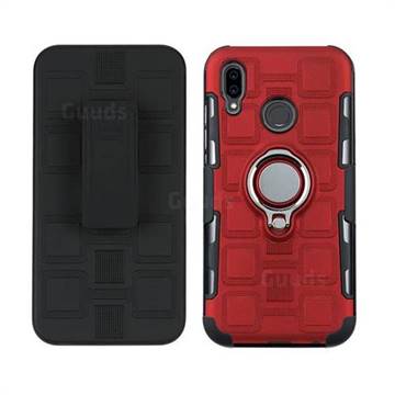 3 in 1 PC + Silicone Leather Phone Case for Huawei P20 Lite - Red