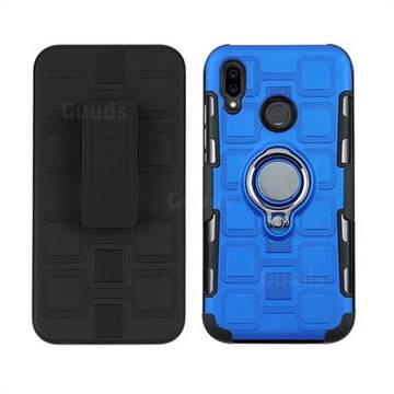 3 in 1 PC + Silicone Leather Phone Case for Huawei P20 Lite - Dark Blue