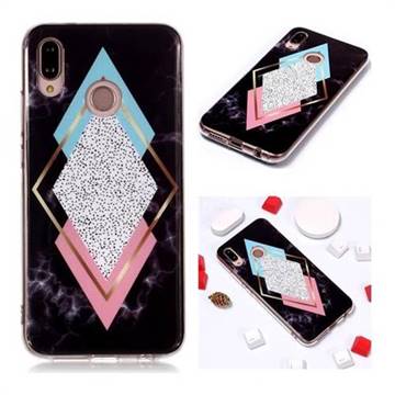 Black Diamond Soft TPU Marble Pattern Phone Case for Huawei P20 Lite