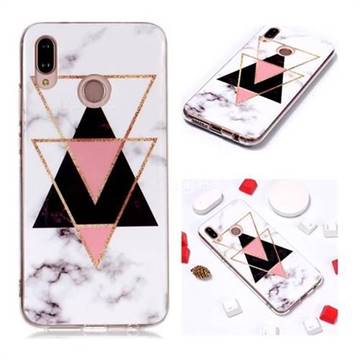 Inverted Triangle Black Soft TPU Marble Pattern Phone Case for Huawei P20 Lite