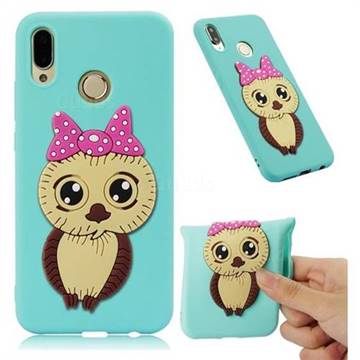 Bowknot Girl Owl Soft 3D Silicone Case for Huawei P20 Lite - Sky Blue