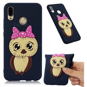 Bowknot Girl Owl Soft 3D Silicone Case for Huawei P20 Lite - Navy