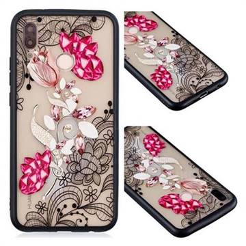 Tulip Lace Diamond Flower Soft TPU Back Cover for Huawei P20 Lite